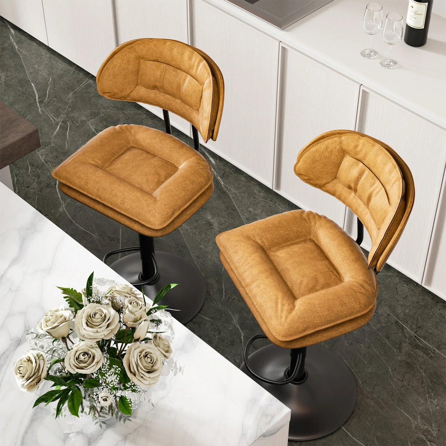 2Pcs Rotating Dining Chair Modern Bar Stools