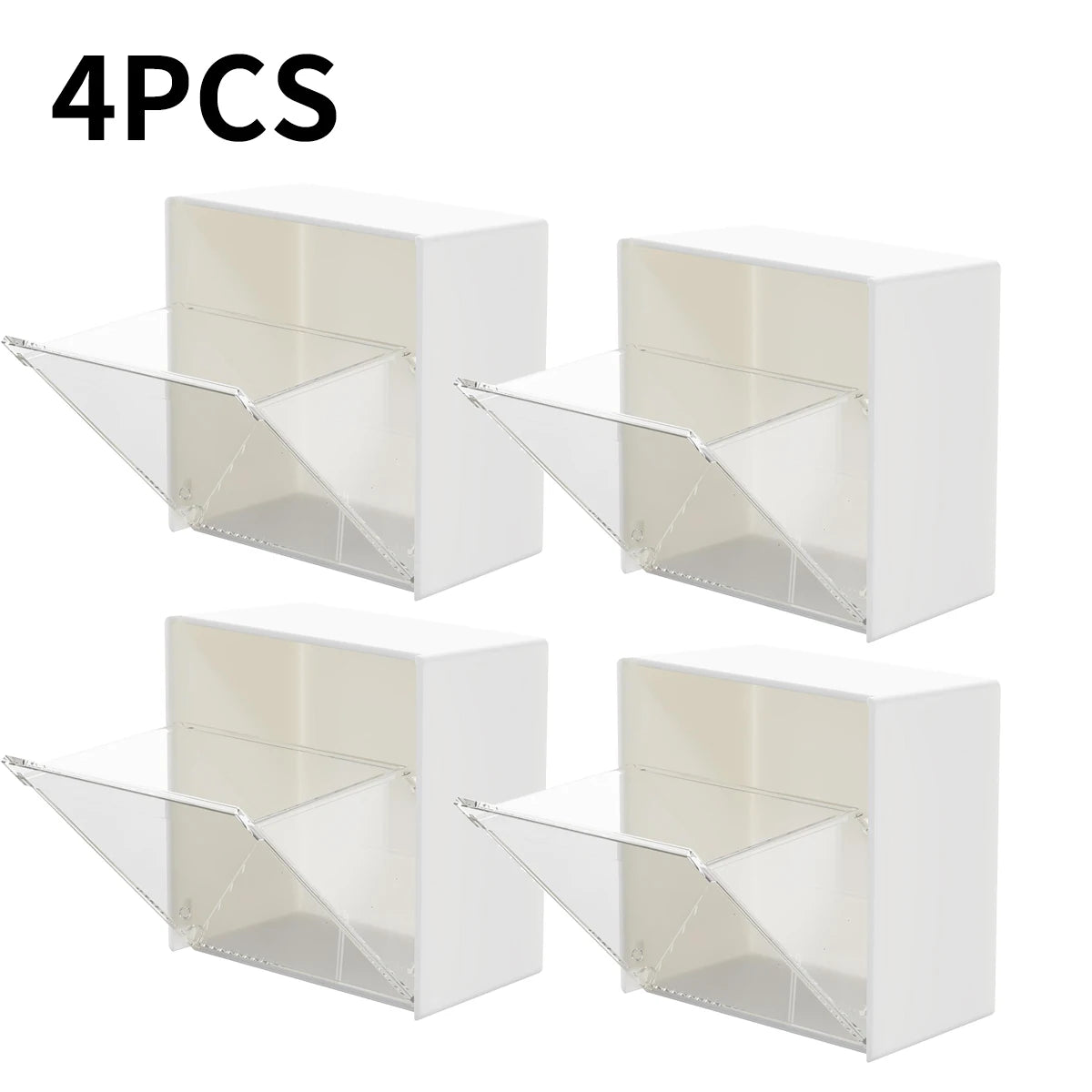 4pcs Plastic Wall Mounted Storage Boxes
