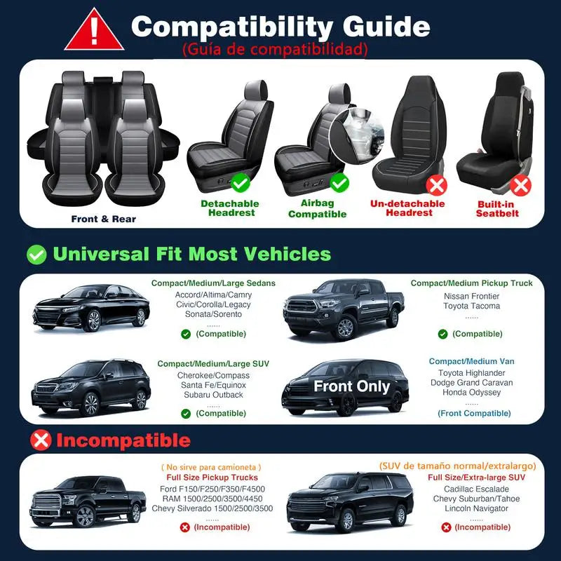 Universal Leather Car Seat Cover Full Set