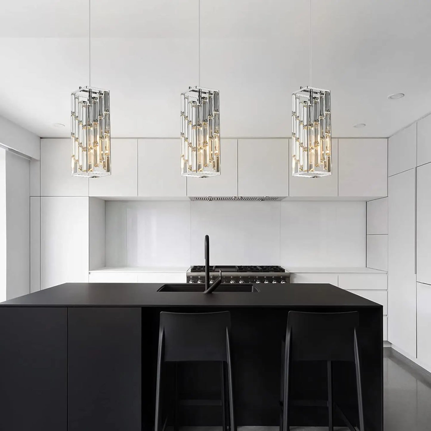 12 Inch Silver Crystal Chandelier Height Adjustable