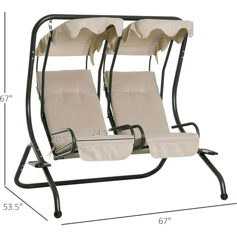 Outsunny Patio Swing Chair with 2 Separate Seats,