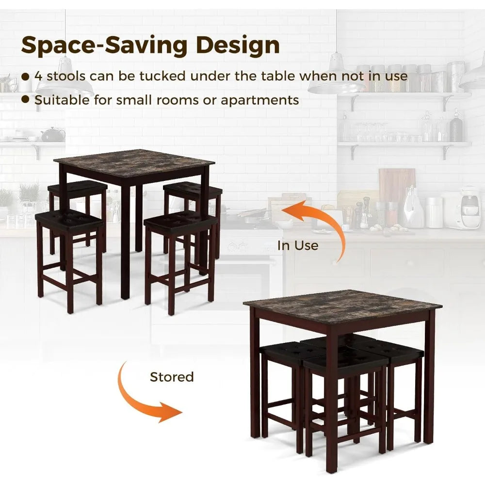 5-Piece Counter-Height Bar Table Set, with 4 chairs
