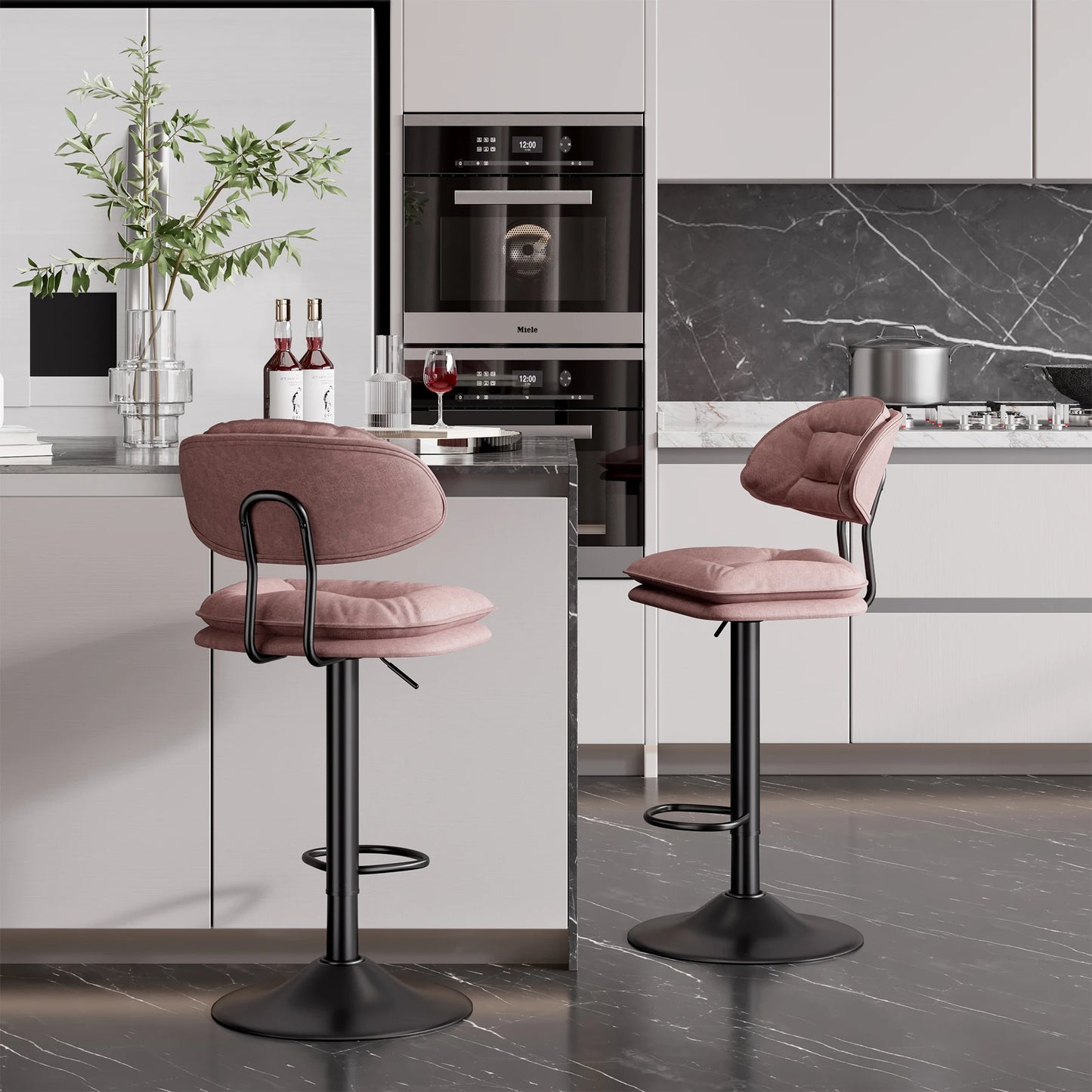 2Pcs Rotating Dining Chair Modern Bar Stools