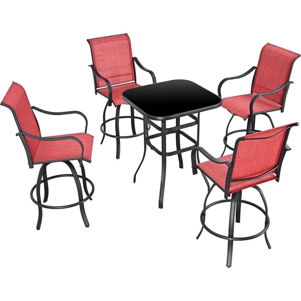 5 Piece Patio Dining Set Swivel Chairs