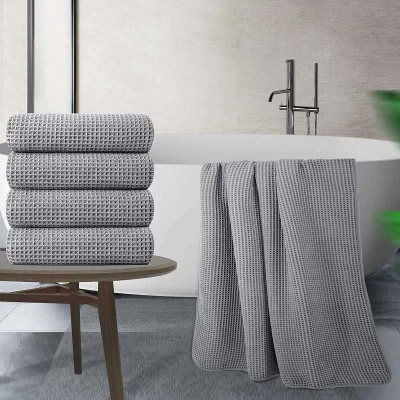 Microfiber Bath Towel, 60 x 30 in, 4 Pack