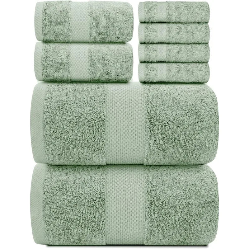 Luxury White Bath Towel Set of 8 Pieces