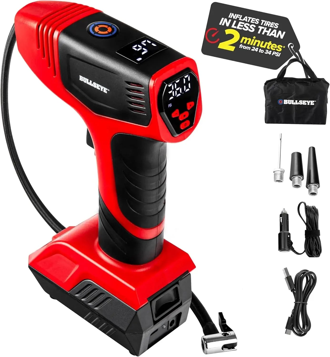 Tire Inflator with Pressure Gauge,