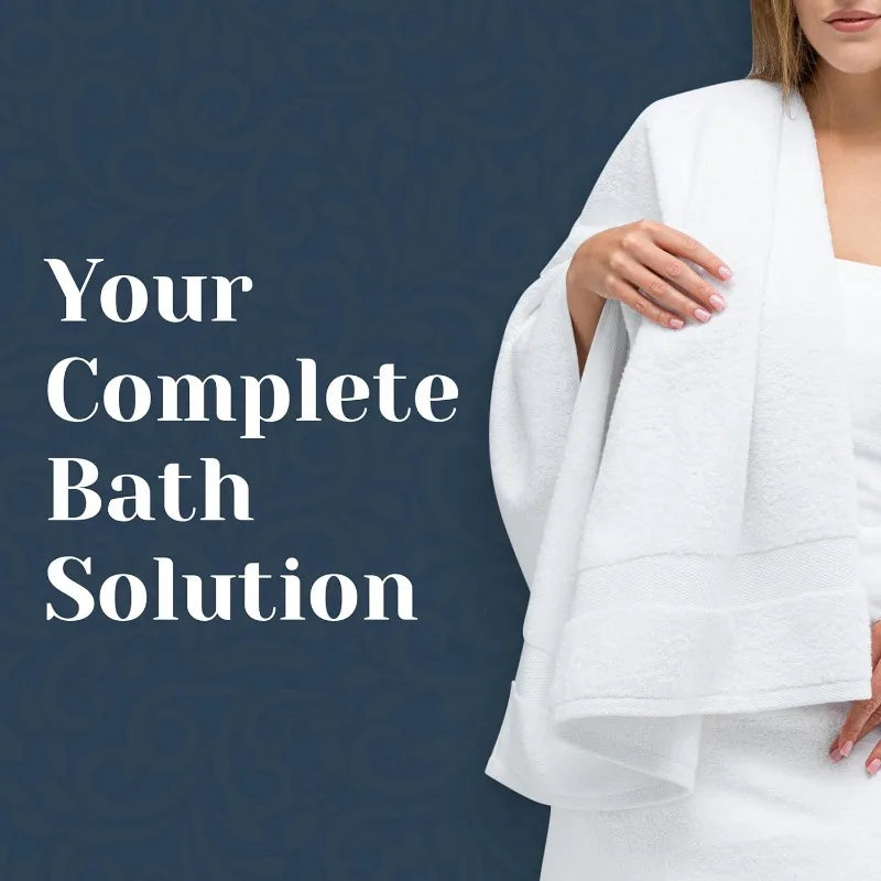 Luxury White Bath Towel Set of 8 Pieces