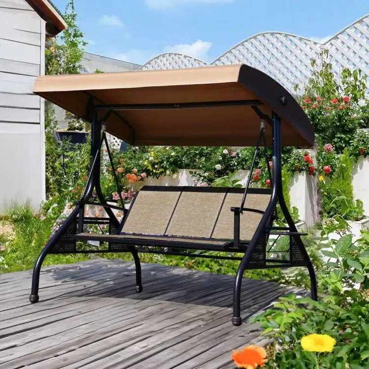 Outdoor Patio Swing with Adjustable Canopy,