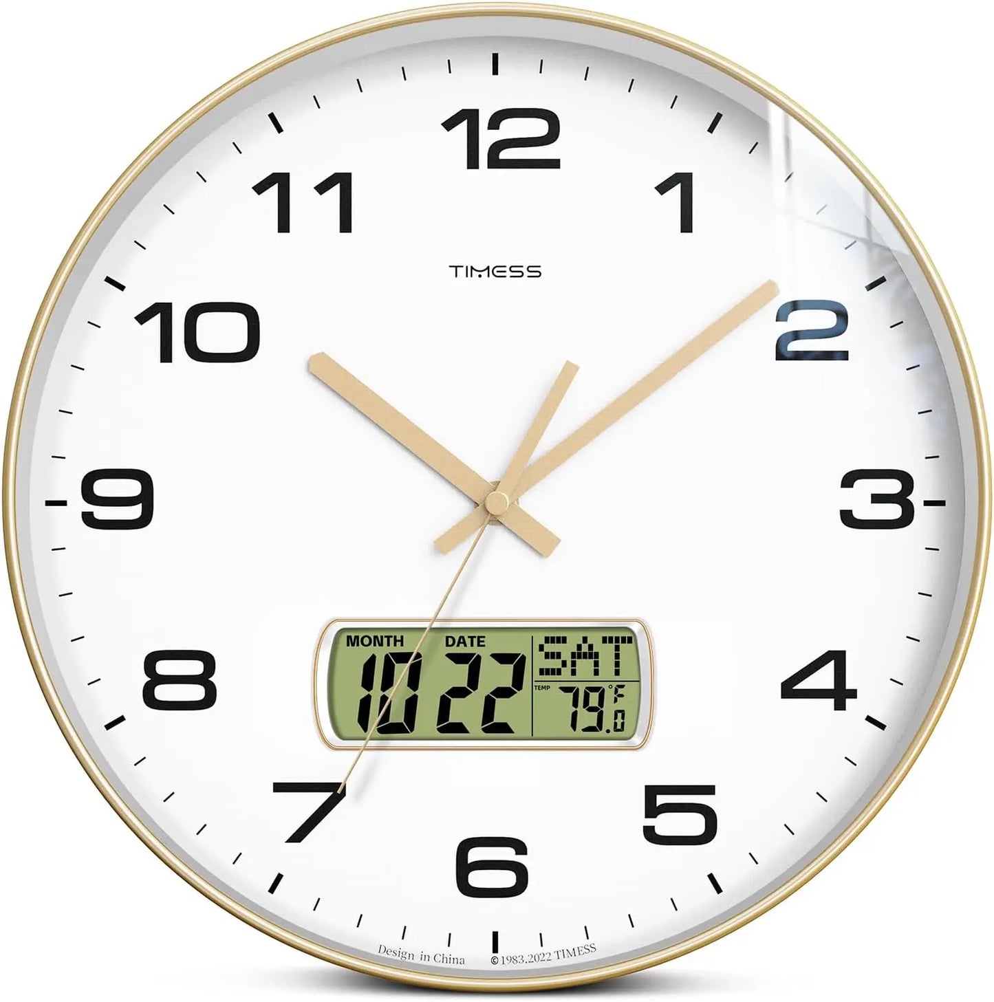 TIMESS Calendar Wall Clock,3 Sizes 4 Colors