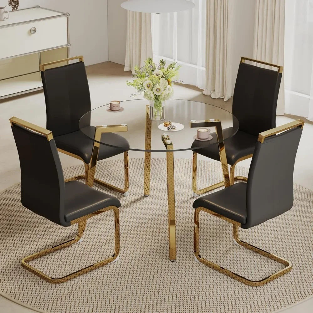 42”Round Dining Table Set for 4,