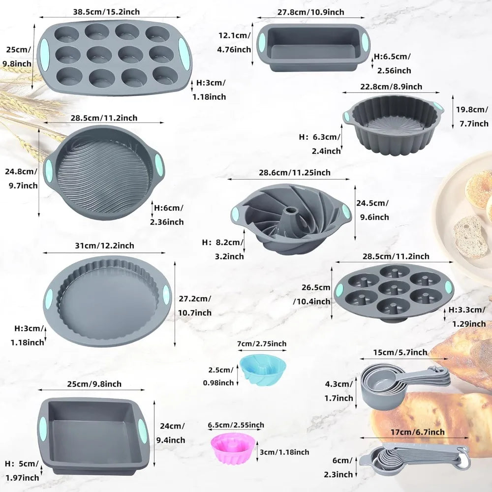 49 Pieces Silicone Bakeware Set,