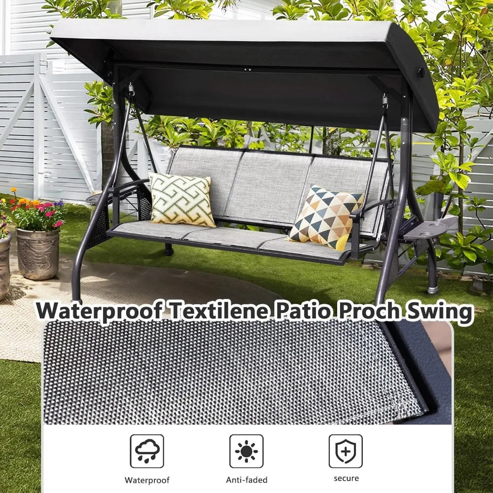 Outdoor Patio Swing with Adjustable Canopy,