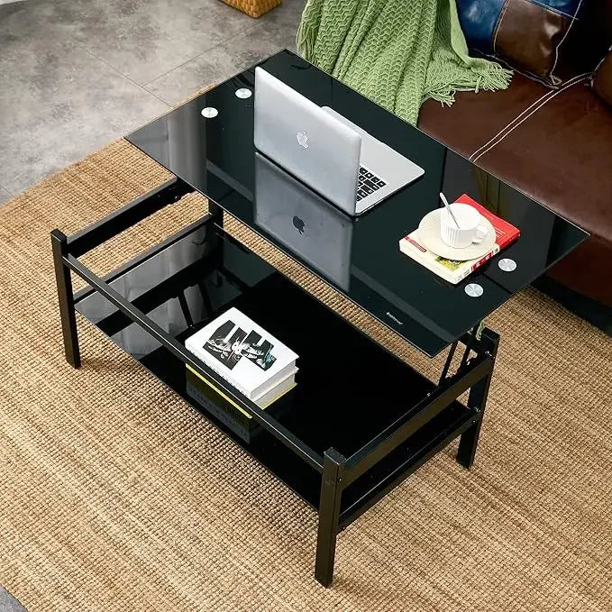 Rectangle Glass Coffee Table 2-Tier