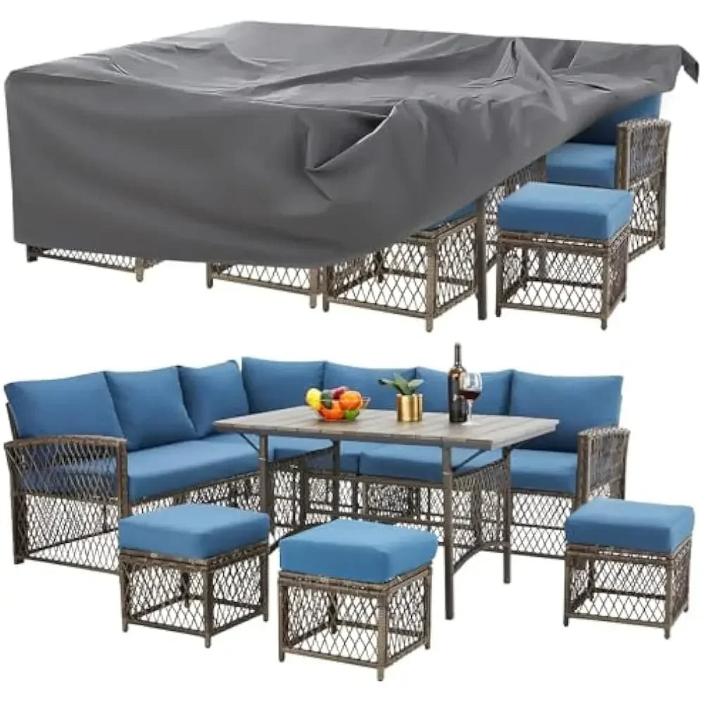 7 Pieces Patio Furniture Set, Outdoor Sectional Sofa