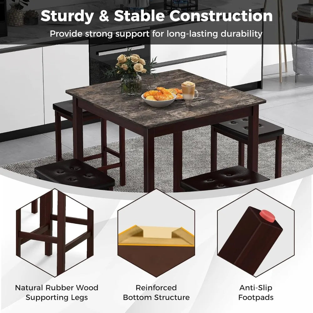 5-Piece Counter-Height Bar Table Set, with 4 chairs