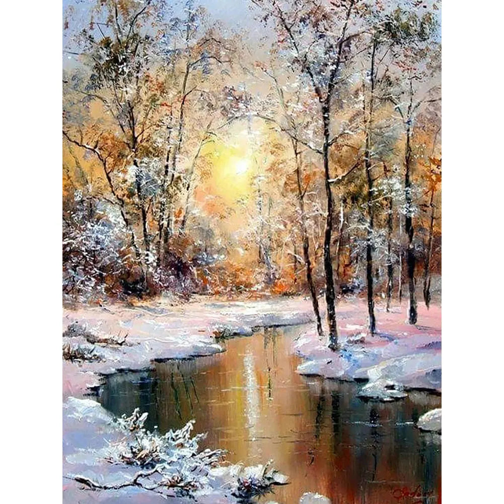 Diamond Painting  Sunset Woods Wall Decor Rhinestone Art