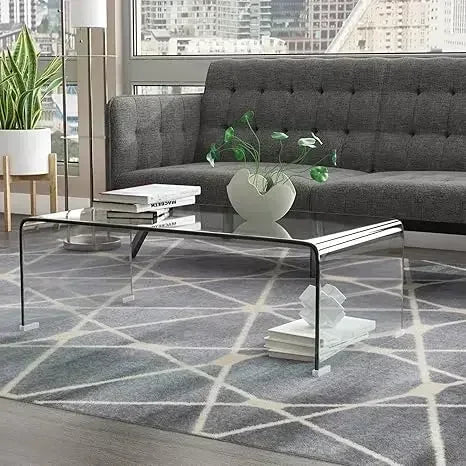Rectangle Glass Coffee Table 2-Tier