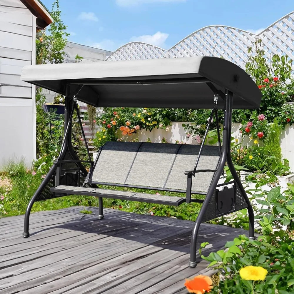 Outdoor Patio Swing with Adjustable Canopy,