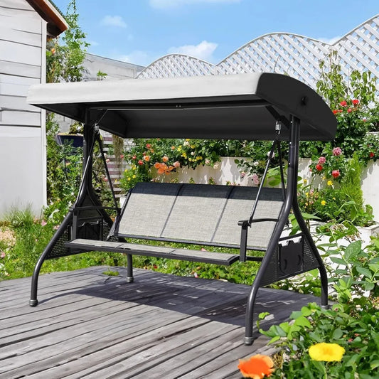 Outdoor Patio Swing with Adjustable Canopy,