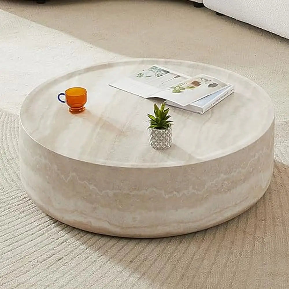 Round Faux Marble Coffee Table Modern l