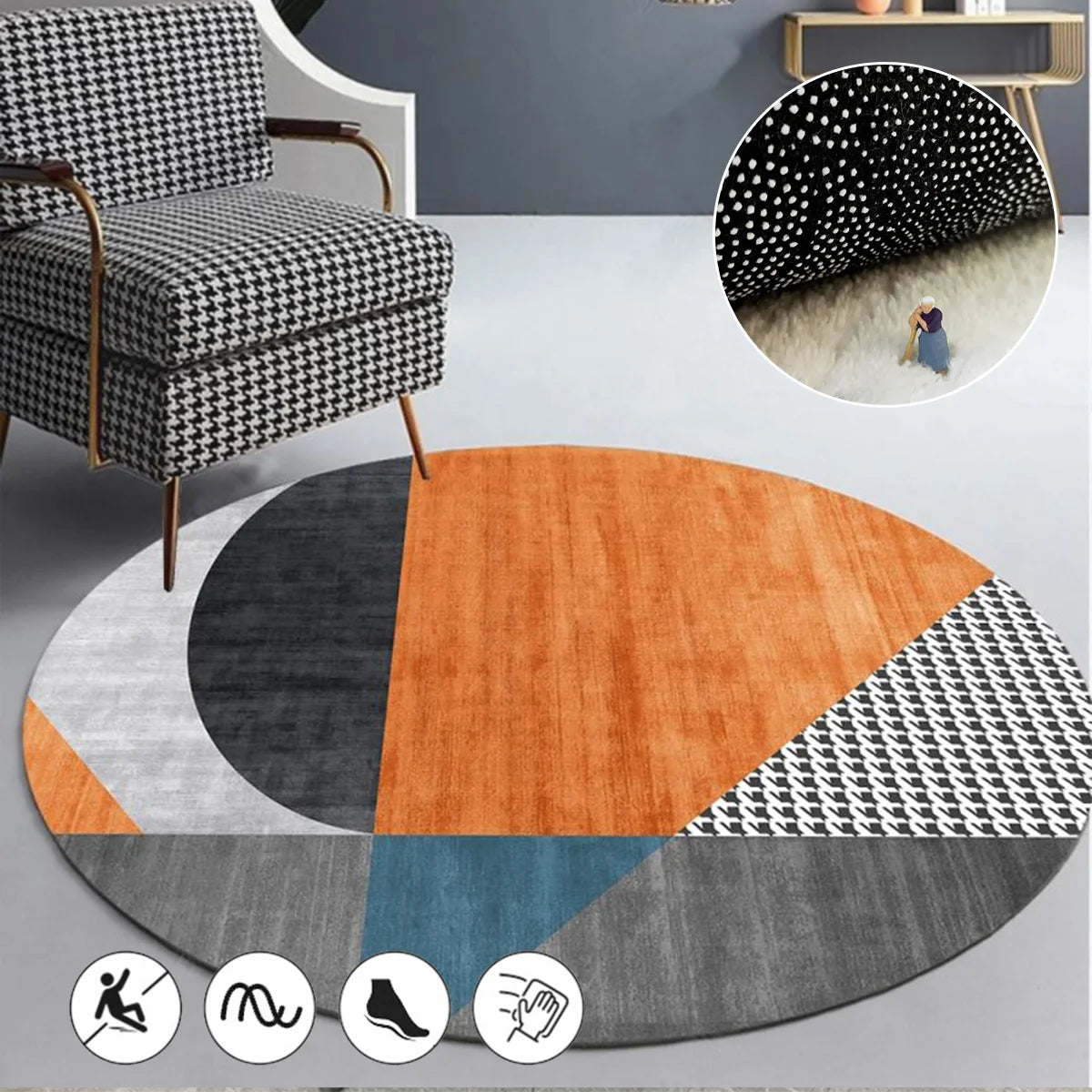 Light  Modern Round Rugs for Bedroom Decor