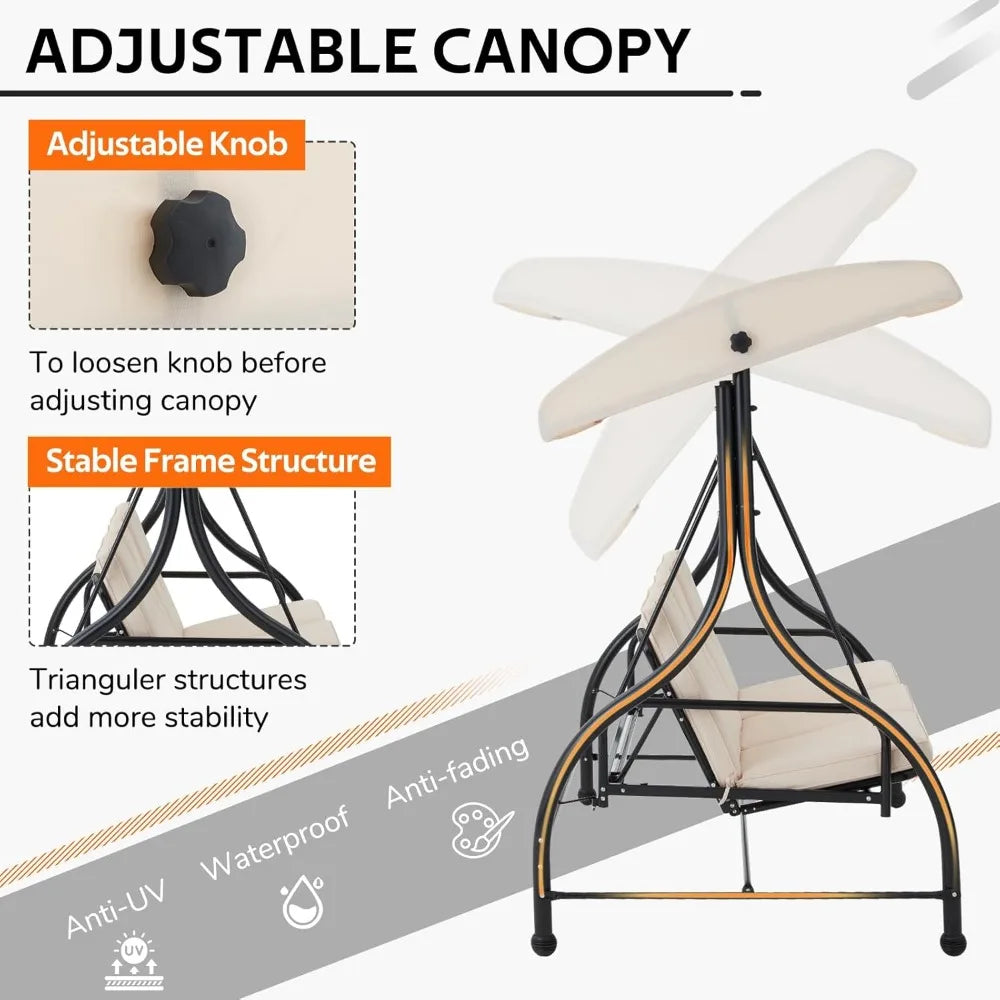 Patio Swing Chair with Adjustable Backrest