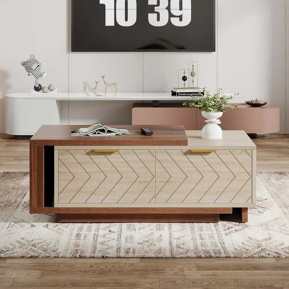 Wood Coffee Table with 2 Storage Drawers
