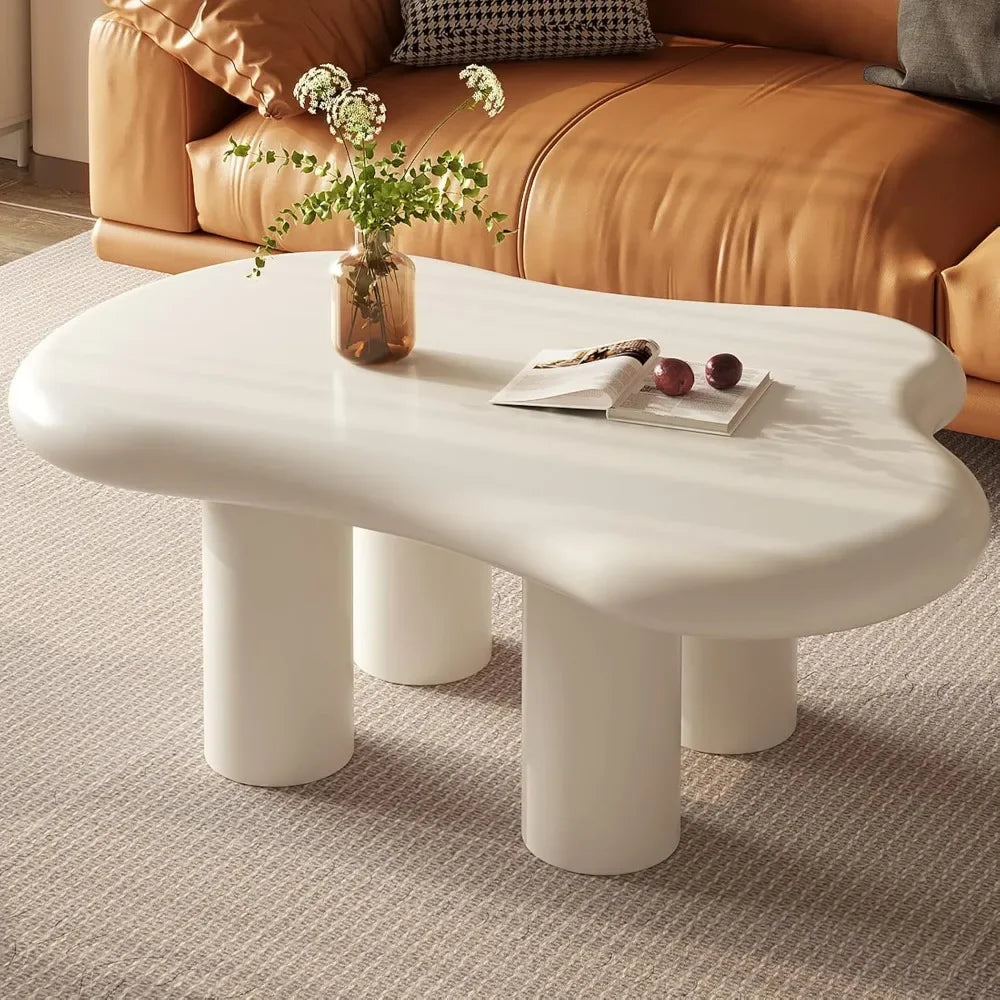 White Modern End Table, With 4 Legs