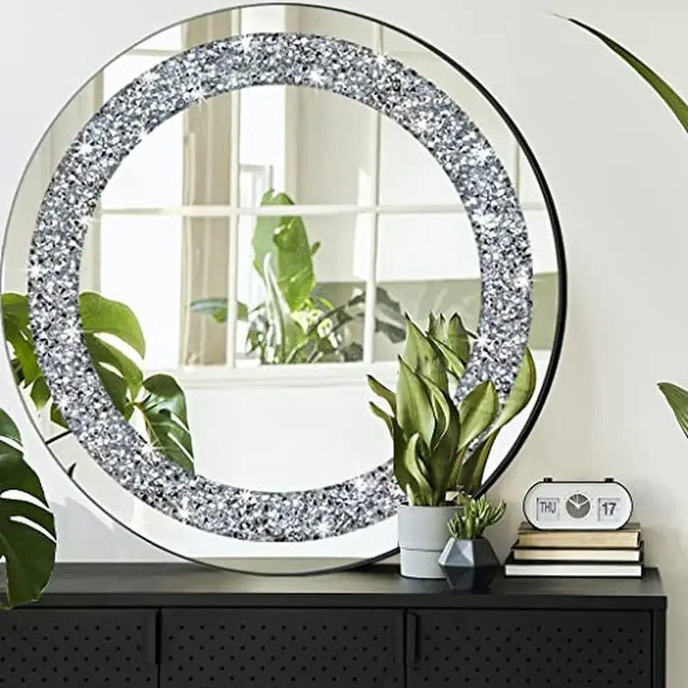 Crystal Diamond Round Wall Mirror