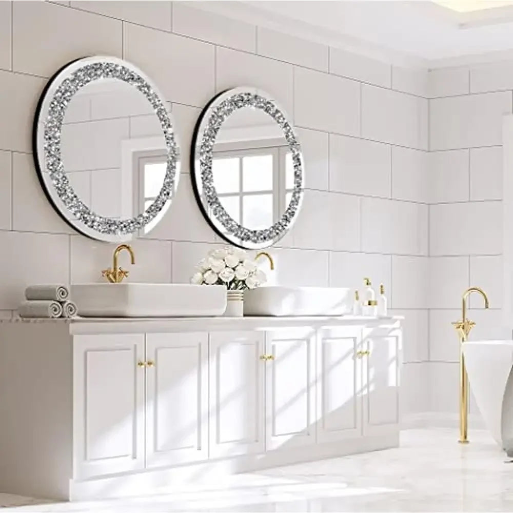 Crystal Diamond Round Wall Mirror