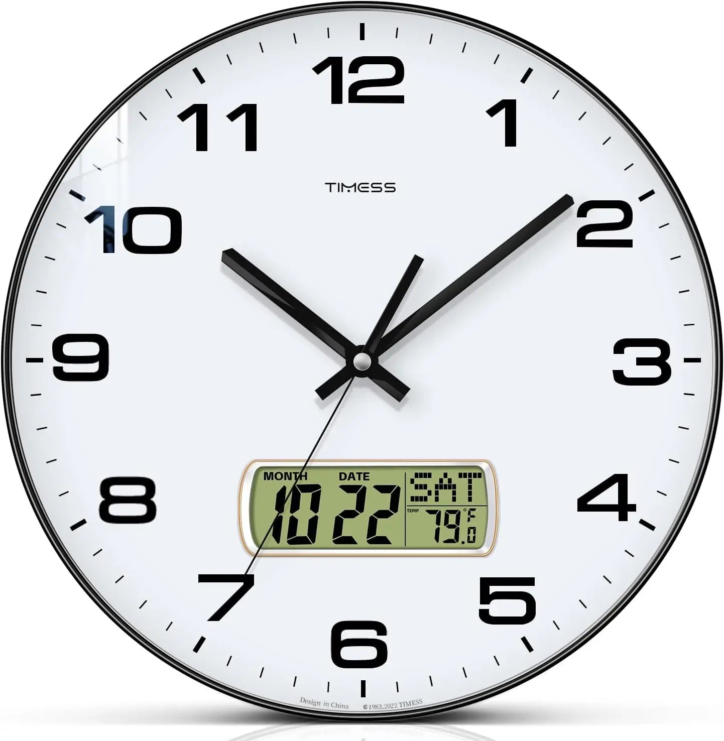 TIMESS Calendar Wall Clock,3 Sizes 4 Colors