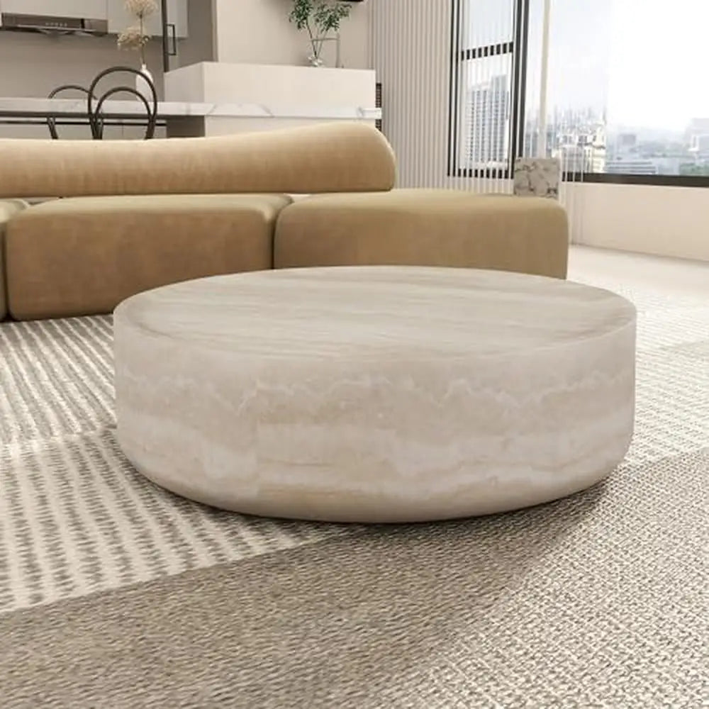 Round Faux Marble Coffee Table Modern l