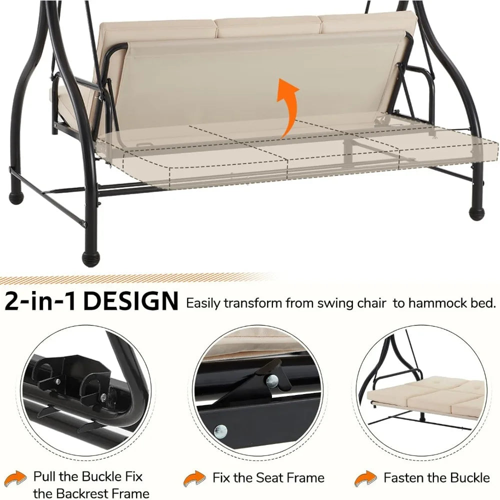 Patio Swing Chair with Adjustable Backrest
