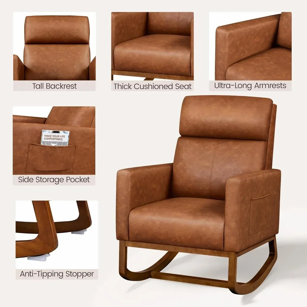 Leather Living Room Rocking Chair