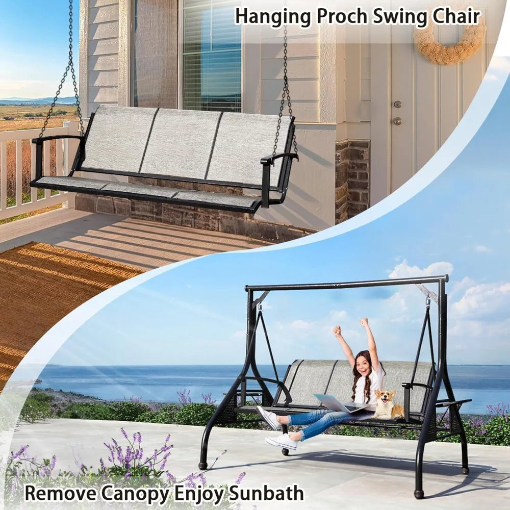 Outdoor Patio Swing with Adjustable Canopy,