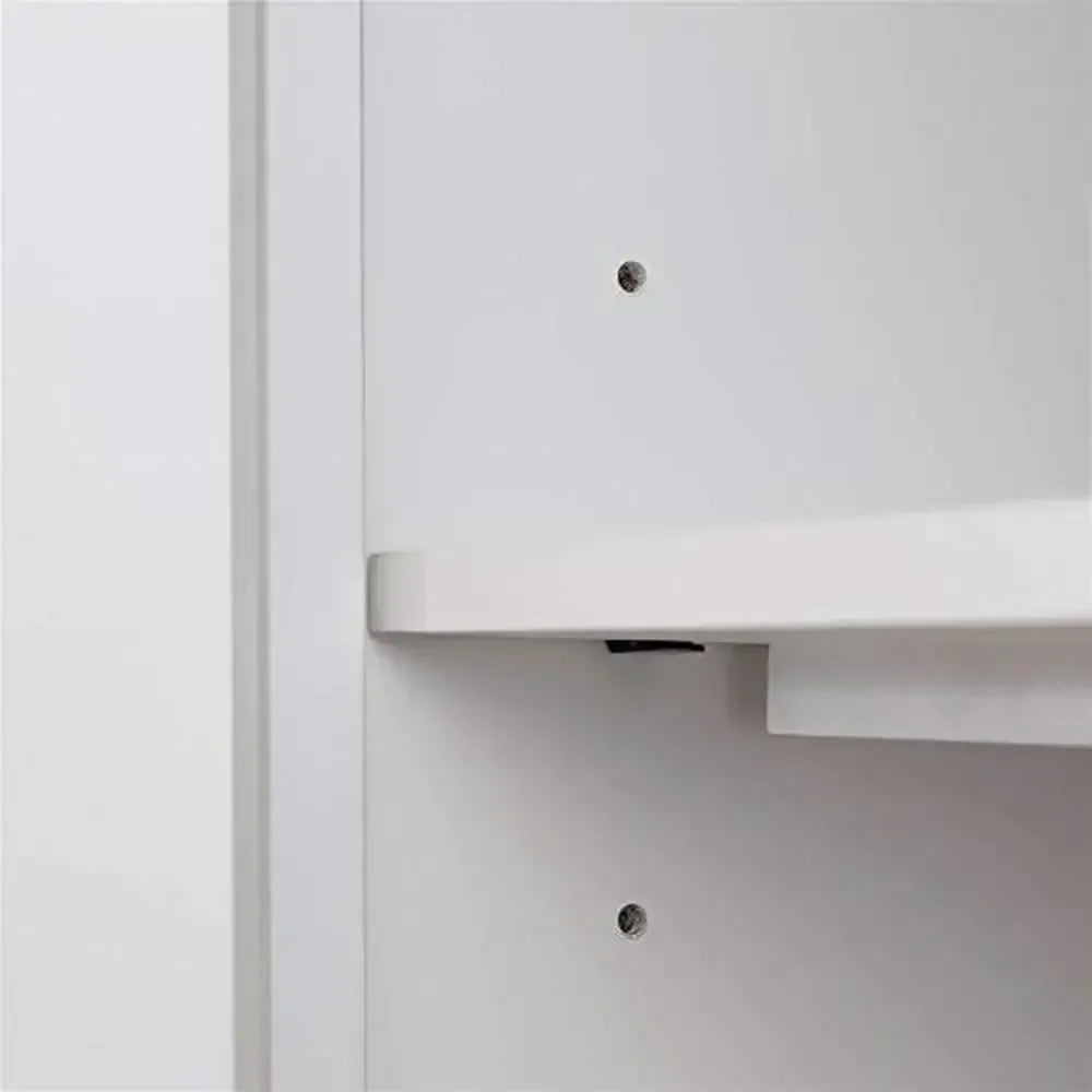 White Corner TV Stand with Bookshelf Storage