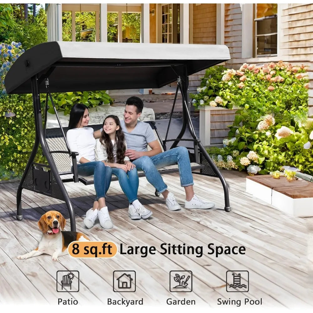 Outdoor Patio Swing with Adjustable Canopy,