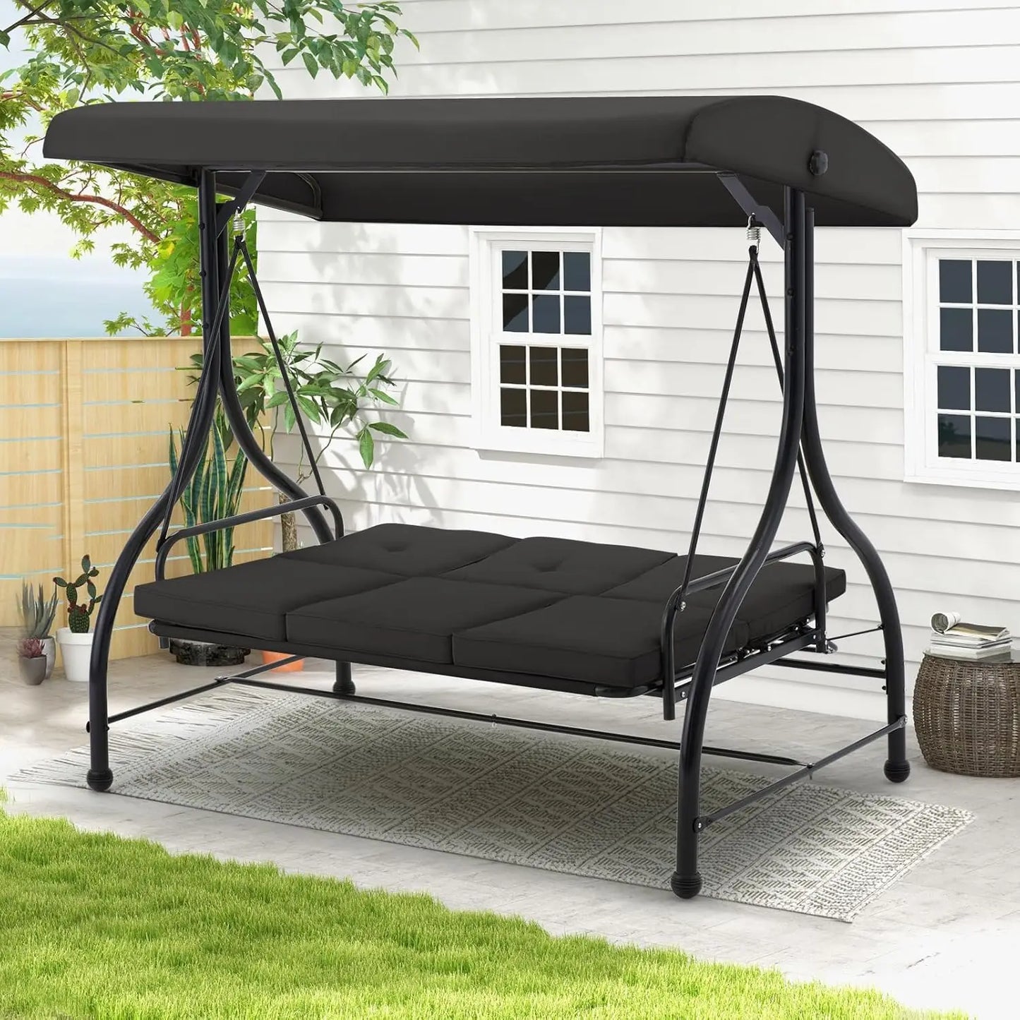 Patio Swing Chair with Adjustable Backrest