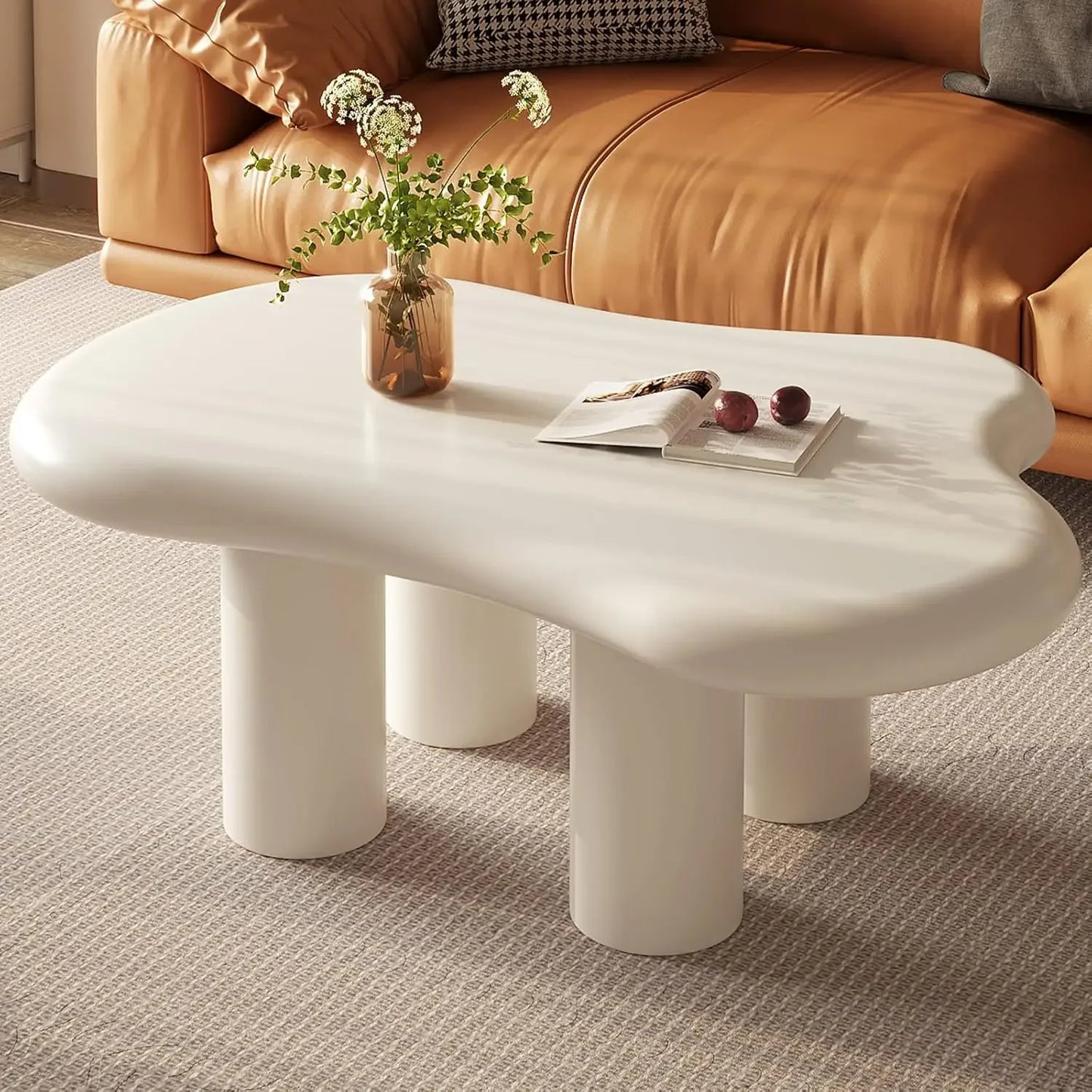 White Modern End Table, With 4 Legs