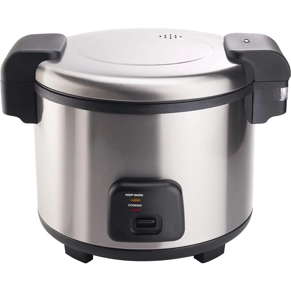 Commercial-Grade Electric Rice Cooker With Hinged Cover