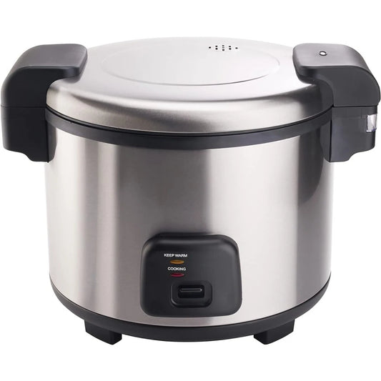 Commercial-Grade Electric Rice Cooker With Hinged Cover