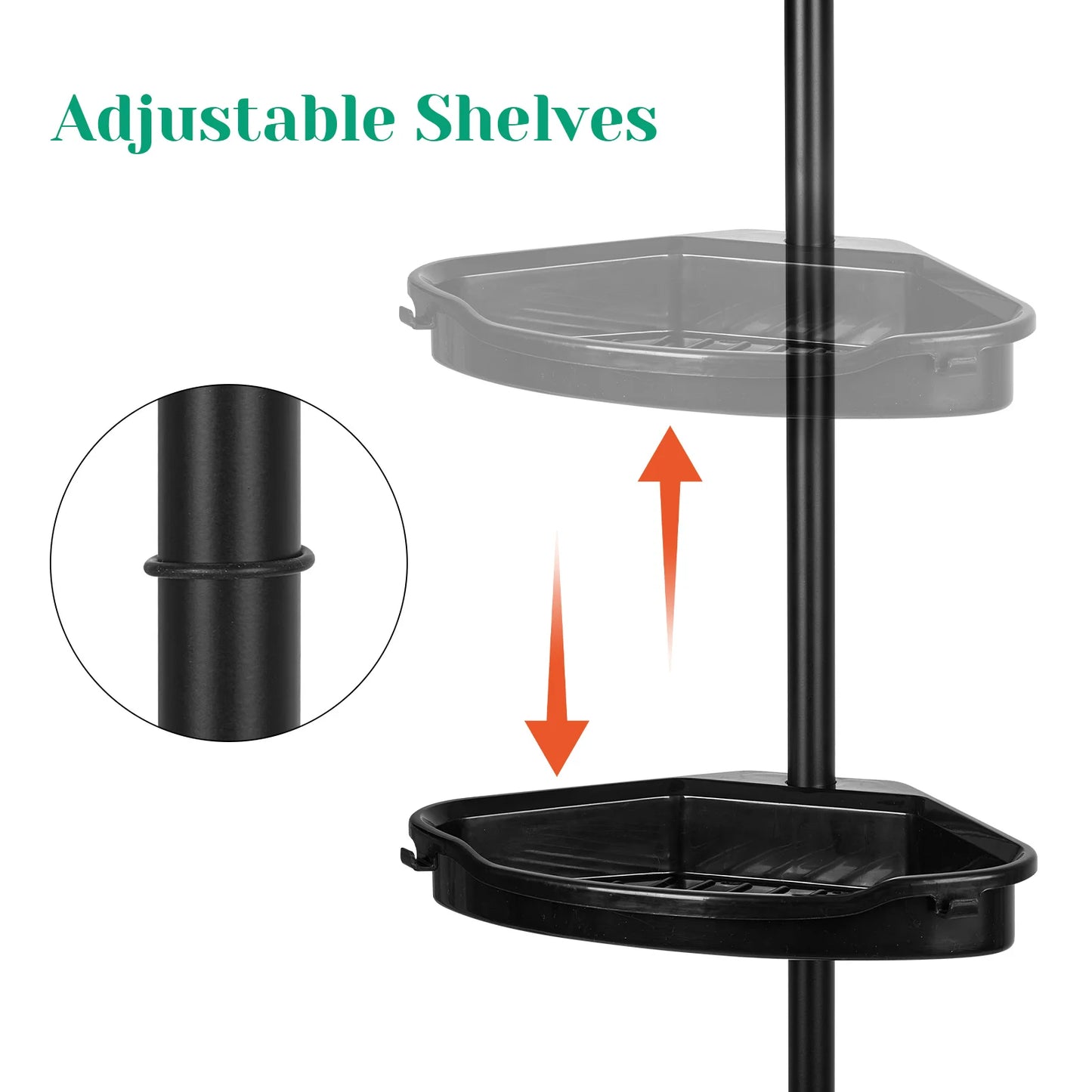 Corner Shower Caddy with Tension Pole 4-Tier