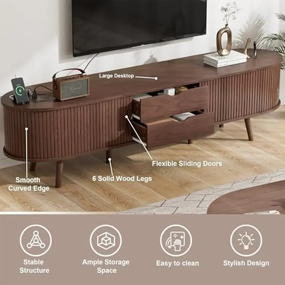 Mid Century Modern TV Stand Charging Station