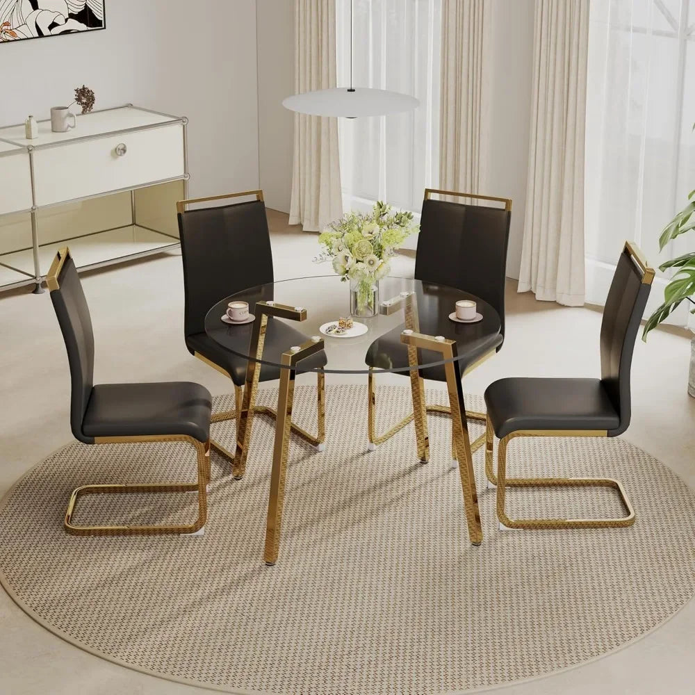 42”Round Dining Table Set for 4,