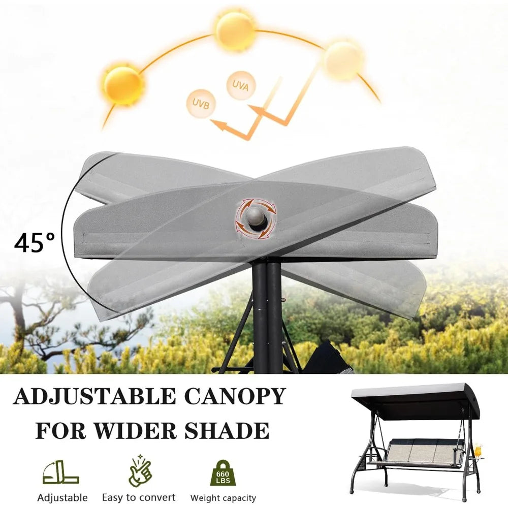 Outdoor Patio Swing with Adjustable Canopy,