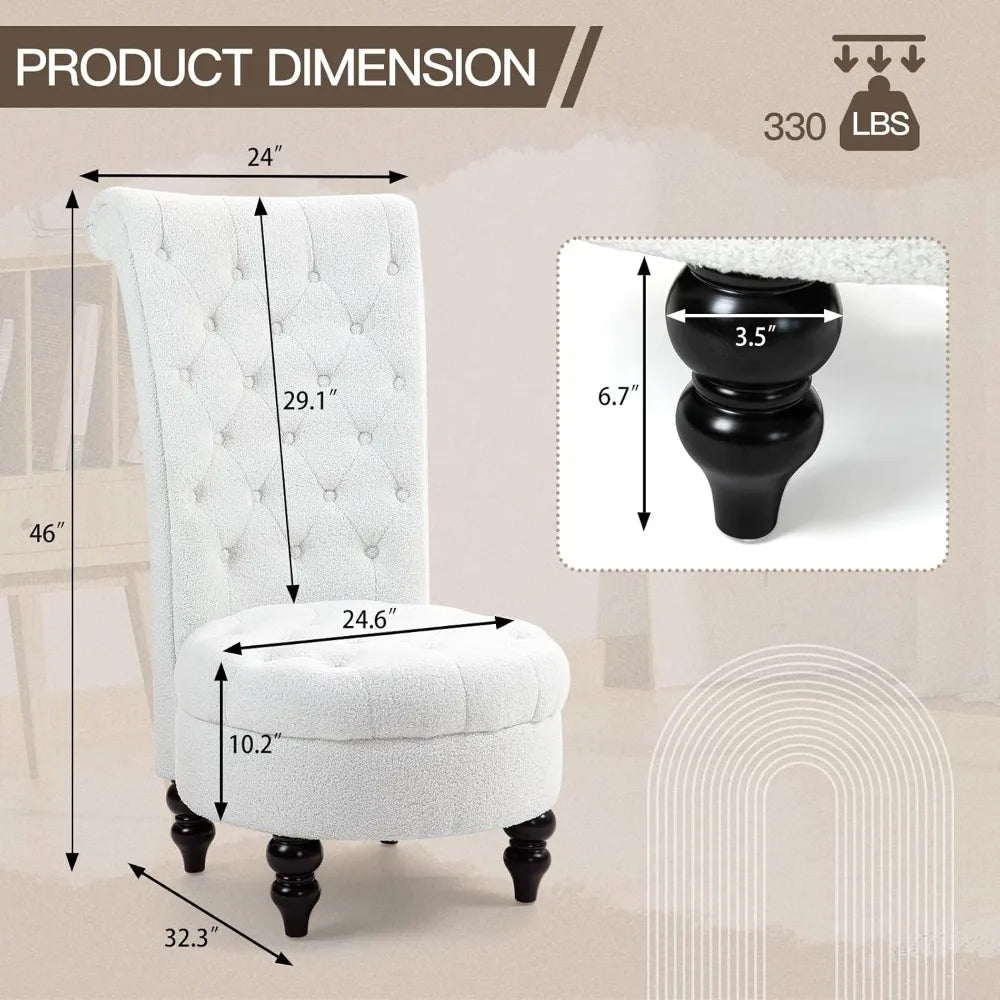 High-back Chair set of 2, Armless Accent Chair