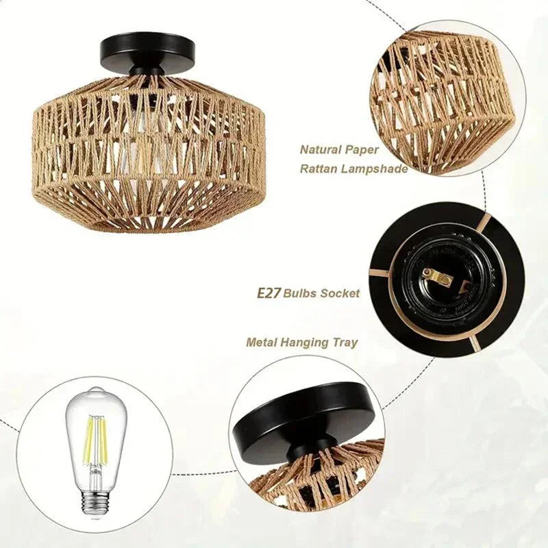 Natural Bamboo Ceiling Chandelier Hanging Lamp
