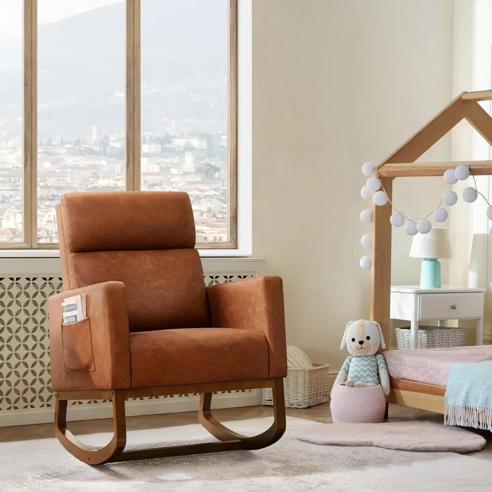Leather Living Room Rocking Chair