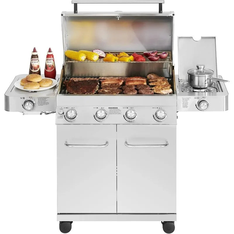 Larger 4 Burner Propane Gas Grills Stainless Steel